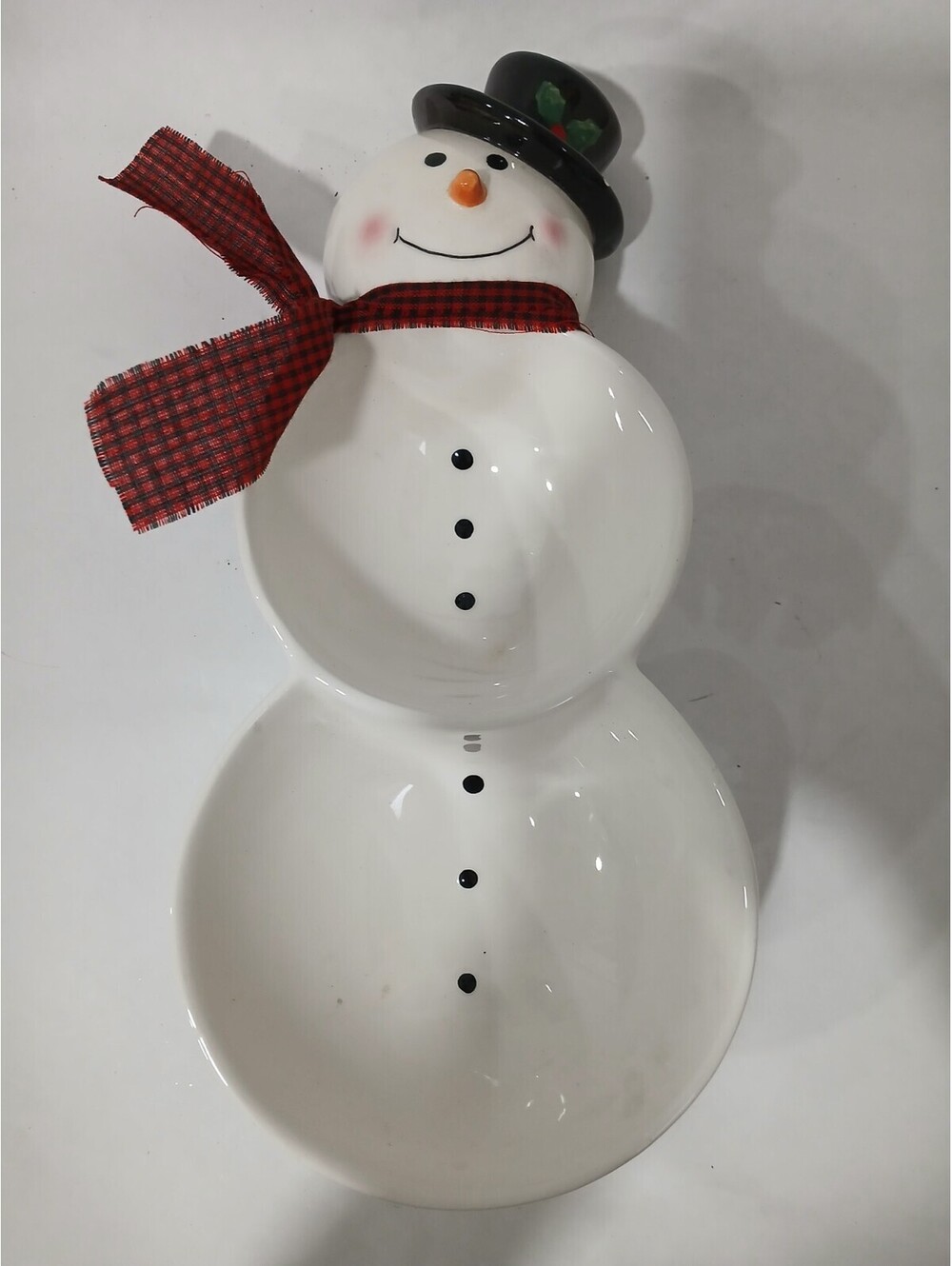 Vintage Hallmark Snowman Glass Christmas Candy Dish Holiday Decoration